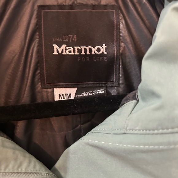 Marmot Women's Lea Long Teal Green Jacket Medium Rain Wind Casual Hooded - Picture 2 of 8